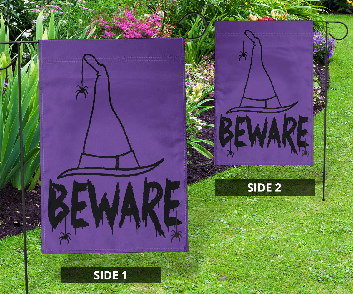 Beware Witches Hat (Purple) - Halloween Flag