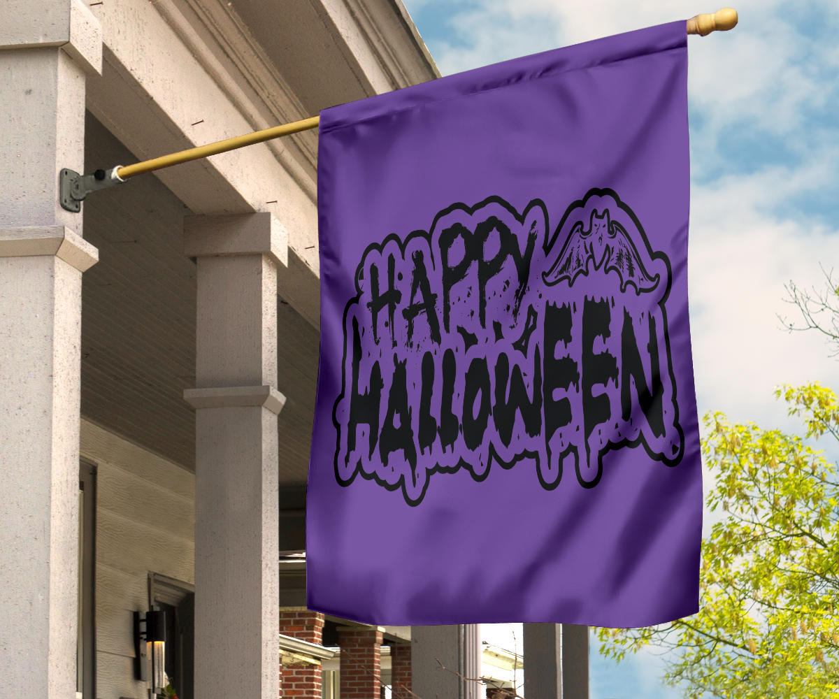 Happy Halloween Bat (Purple) - Halloween Flag - Flag - Happy Halloween Bat (Purple) - Halloween Flag / House Flag (30" X 40")