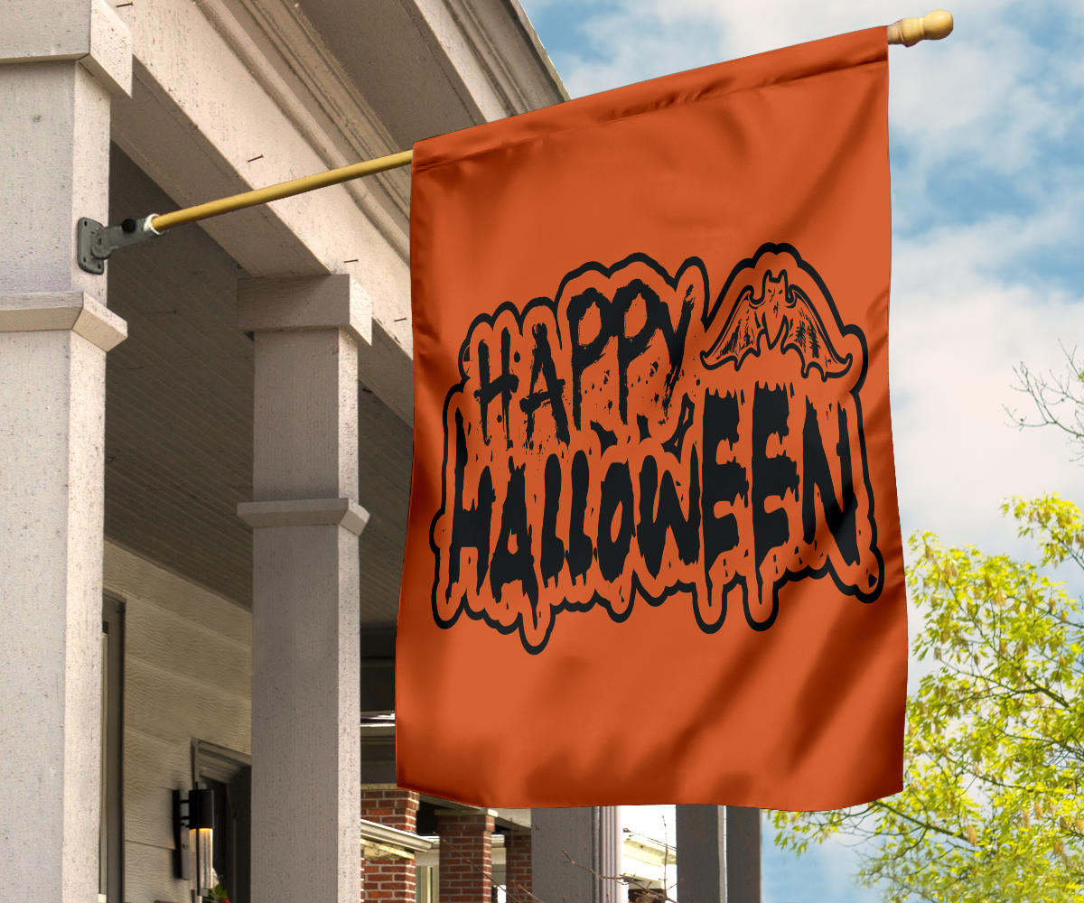 Happy Halloween 2 (Orange) - Halloween Flag - Flag - Happy Halloween 2 (Orange) - Halloween Flag / House Flag (30" X 40")