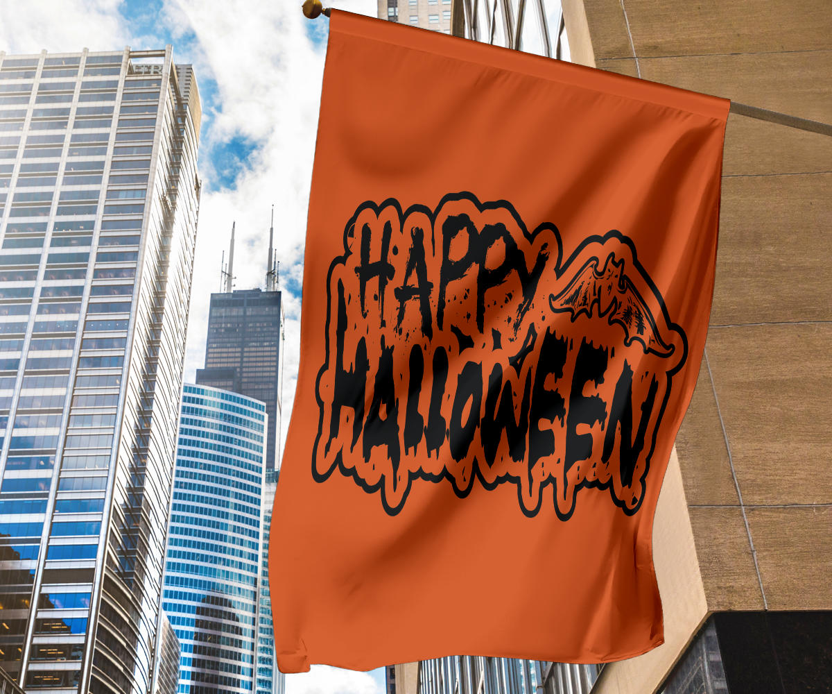 Happy Halloween 2 (Orange) - Halloween Flag