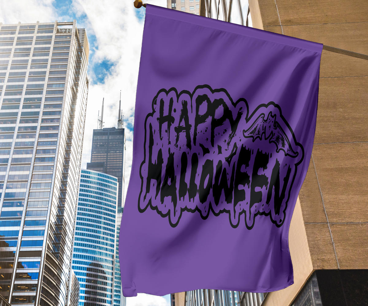 Happy Halloween Bat (Purple) - Halloween Flag