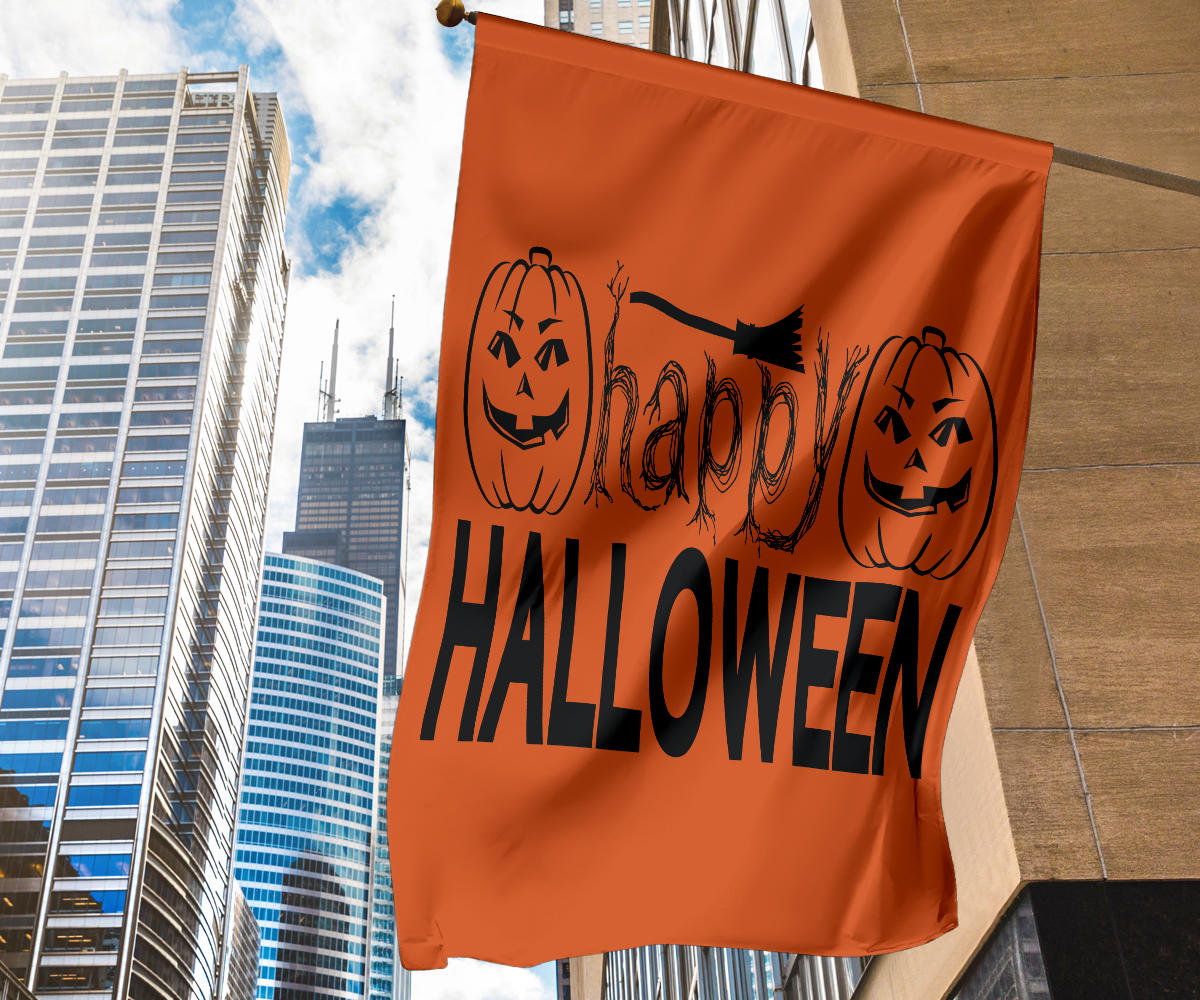 Happy Halloween (Orange) - Halloween Flag