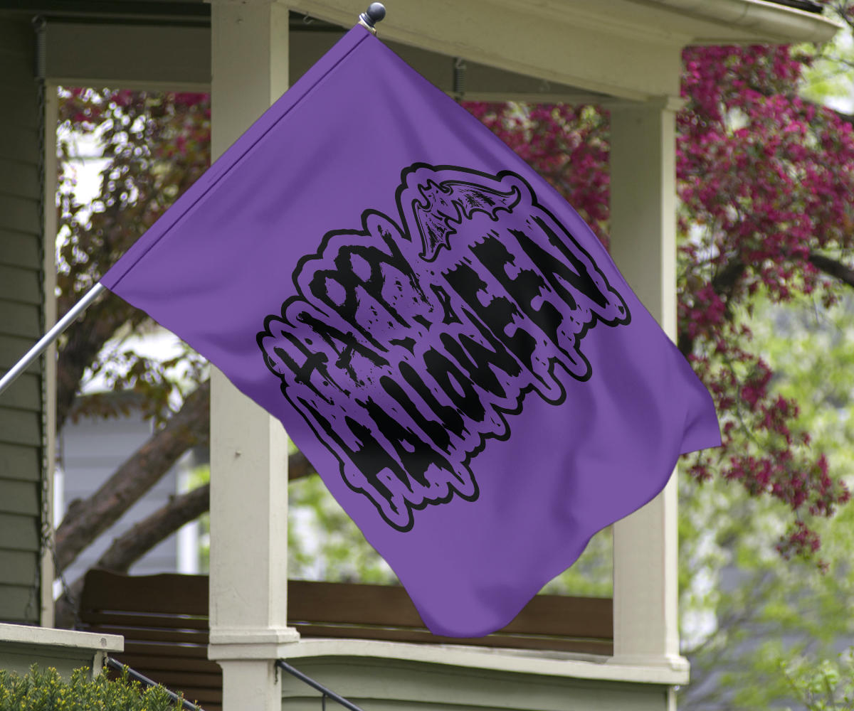 Happy Halloween Bat (Purple) - Halloween Flag