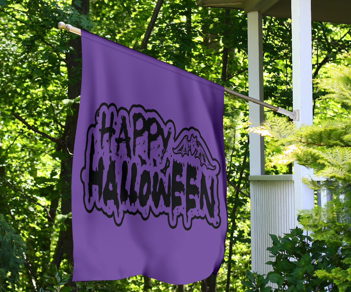 Happy Halloween Bat (Purple) - Halloween Flag