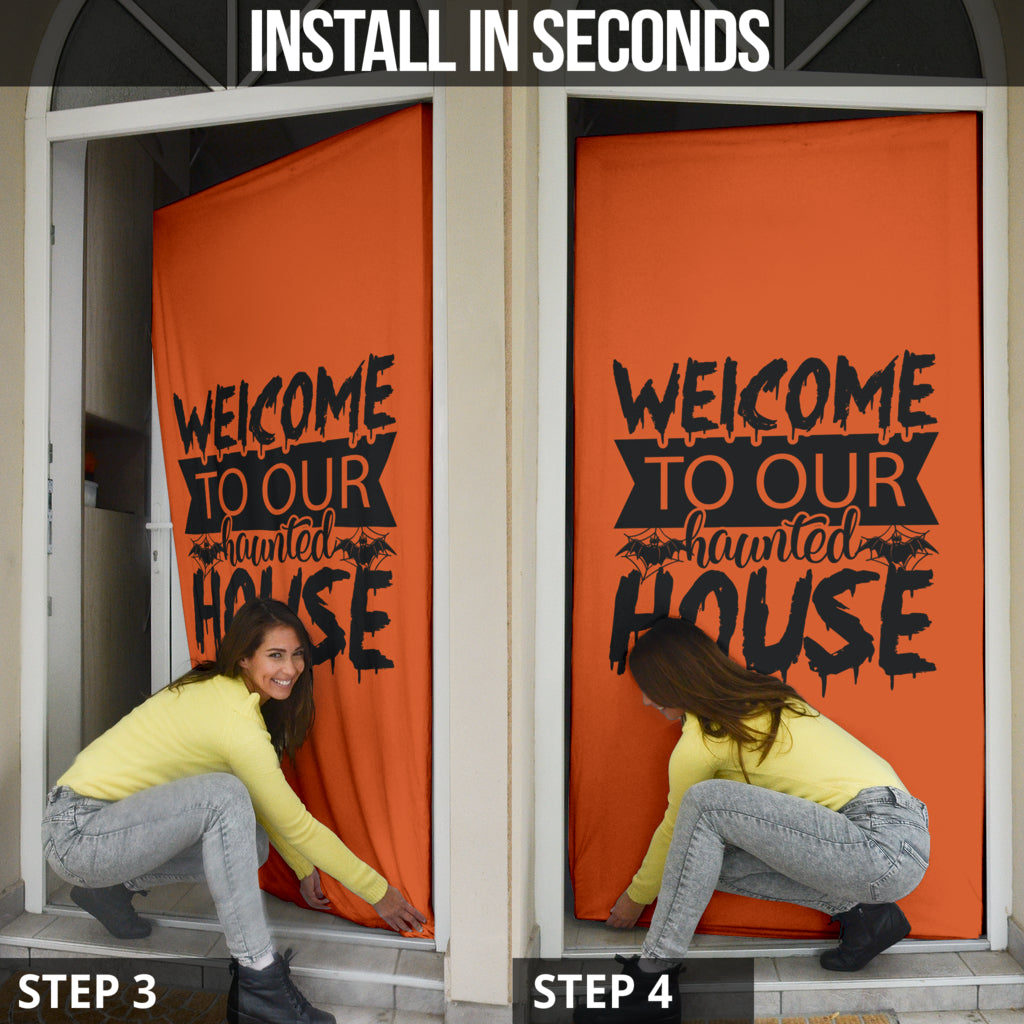 Welcome to our Haunted House - Halloween Door Sock