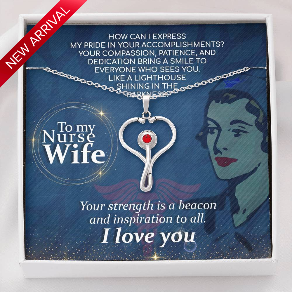 Nurse Wife Appreciation Necklace and Gift Card - Standard Box