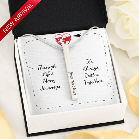 Vertical Stick Necklace (Personal Engraving) & Card - Engraved Stick Necklace - 2 Sides (Stainless Steel) / Standard Box