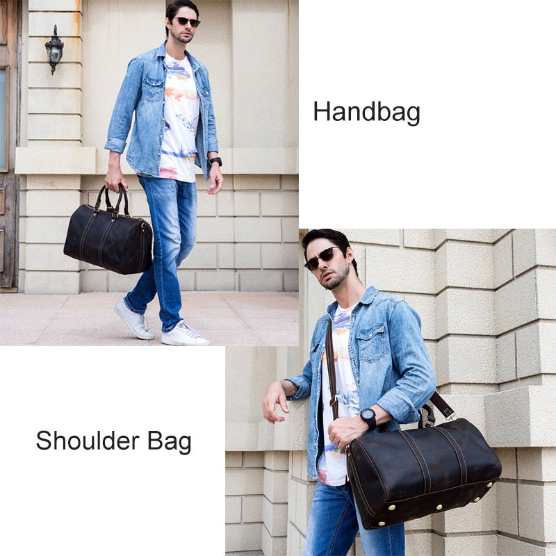 Men Genuine Leather Travel Bag