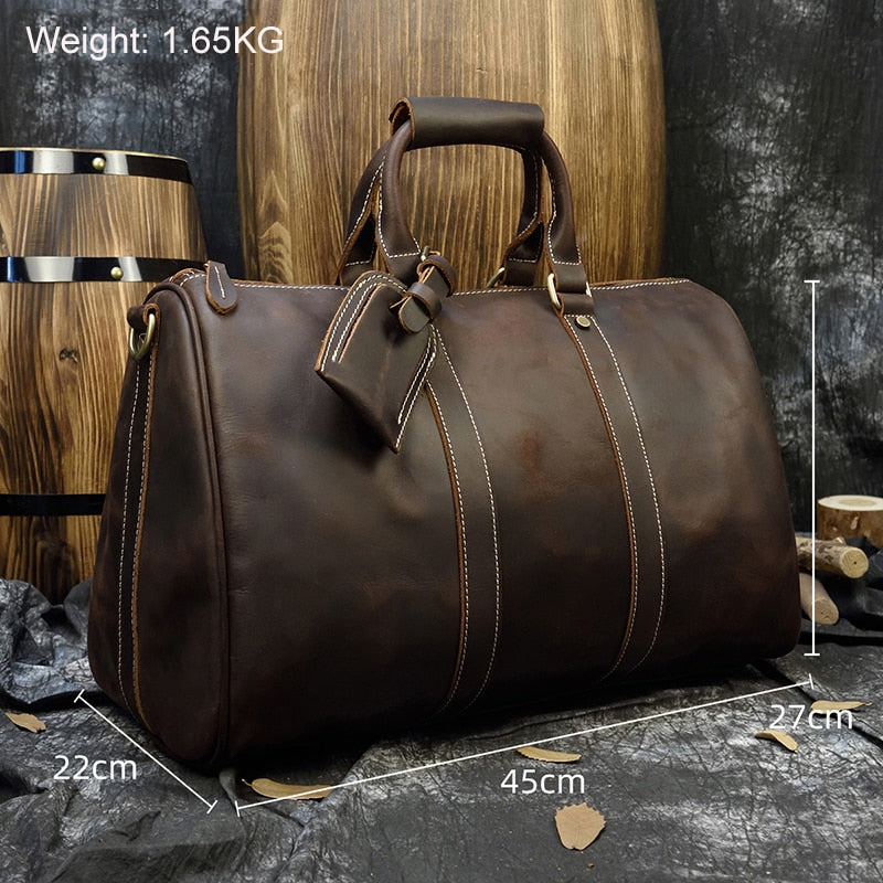 Men Genuine Leather Travel Bag