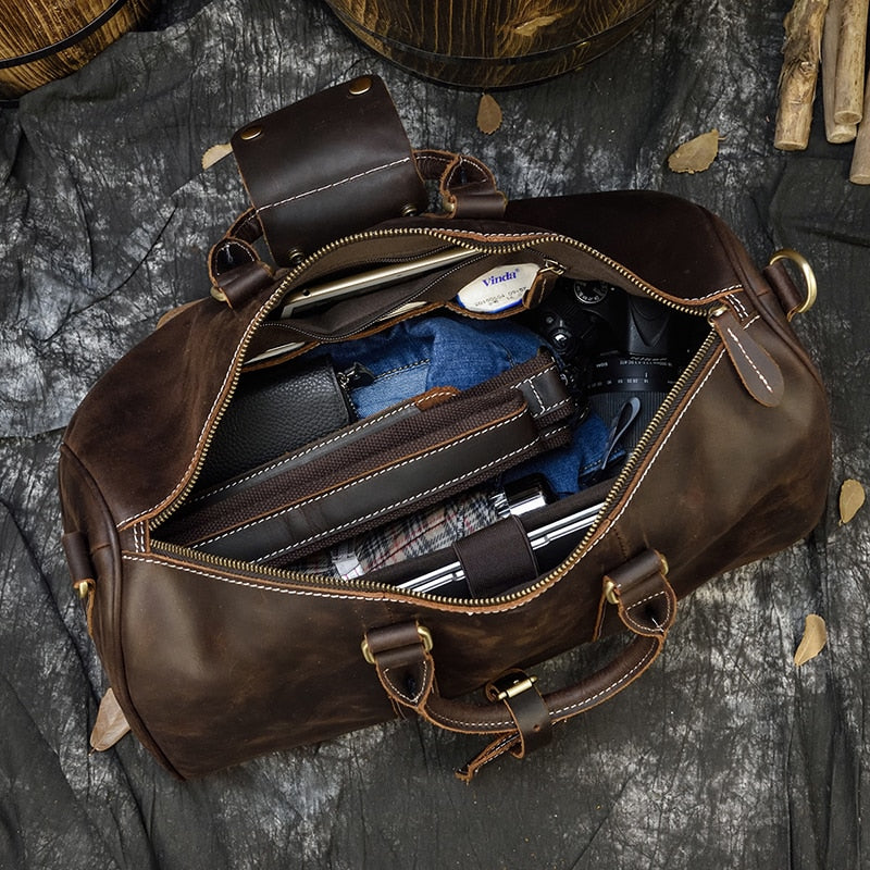 Men Genuine Leather Travel Bag