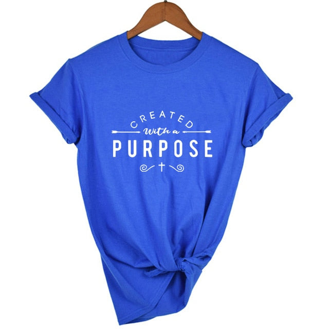 Created with A Purpose Women’s T-Shirt - 33A1-FSTBU- / S - 33A1-FSTBU- / XXL - 33A1-FSTBU- / M - 33A1-FSTBU- / L - 33A1-FSTBU- / XL