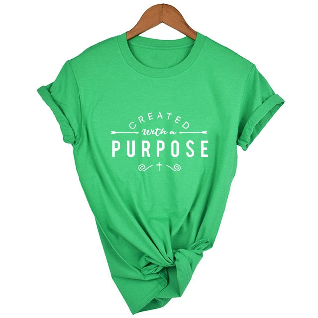 Created with A Purpose Women’s T-Shirt - 33A1-FSTGN- / M - 33A1-FSTGN- / S - 33A1-FSTGN- / XL - 33A1-FSTGN- / XXL - 33A1-FSTGN- / L