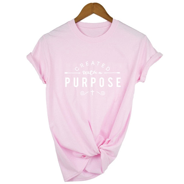 Created with A Purpose Women’s T-Shirt - 33A1-FSTPK- / L - 33A1-FSTPK- / XXL - 33A1-FSTPK- / XL - 33A1-FSTPK- / S - 33A1-FSTPK- / M