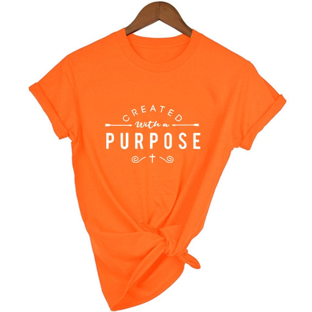 Created with A Purpose Women’s T-Shirt - 33A1-FSTOG- / XL - 33A1-FSTOG- / XXL - 33A1-FSTOG- / L - 33A1-FSTOG- / M - 33A1-FSTOG- / S