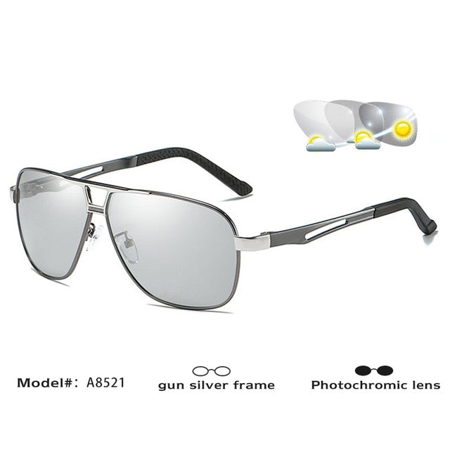 LIOUMO Aviation Polarized Men's Sunglasses - A8521BS-Gun silver