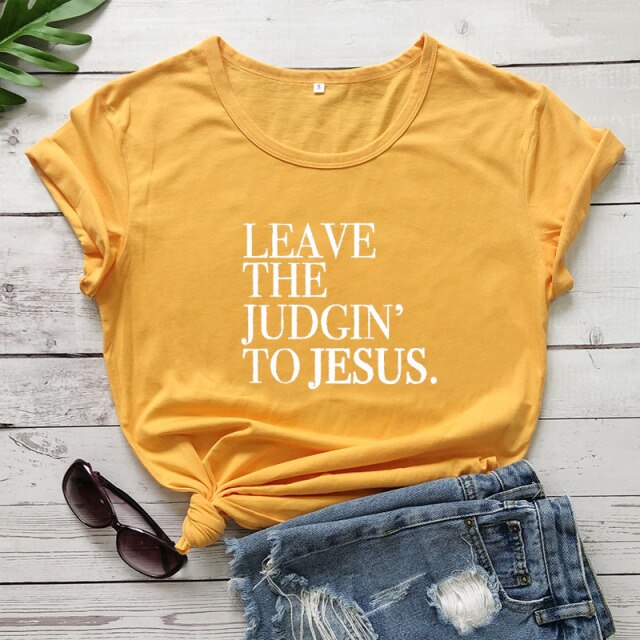 Leave The Judgin' To Jesus T-Shirt - yellow-white text / L - yellow-white text / XL - yellow-white text / XXL - yellow-white text / XXXL - yellow-white text / S - yellow-white text / M