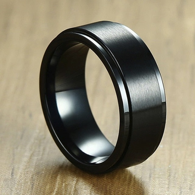 Spinner Ring for Men / Stress Release - 7 / 8mm Black - 8 / 8mm Black - 9 / 8mm Black - 10 / 8mm Black - 11 / 8mm Black - 12 / 8mm Black - 13 / 8mm Black