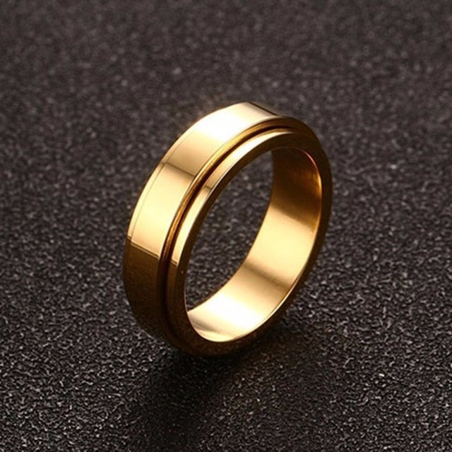 Spinner Ring for Men / Stress Release - 12 / 6mm Gold - 13 / 6mm Gold - 7 / 6mm Gold - 8 / 6mm Gold - 9 / 6mm Gold - 10 / 6mm Gold - 11 / 6mm Gold