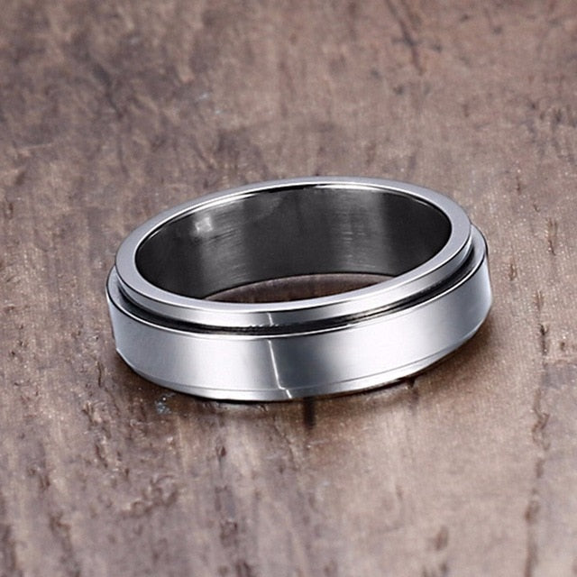 Spinner Ring for Men / Stress Release - 12 / 6mm Silver - 13 / 6mm Silver - 7 / 6mm Silver - 8 / 6mm Silver - 9 / 6mm Silver - 10 / 6mm Silver - 11 / 6mm Silver