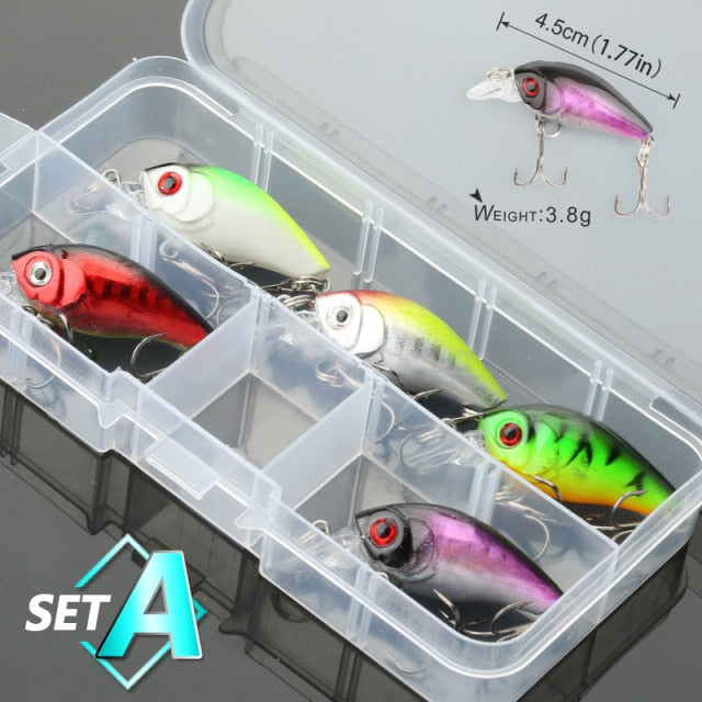 Mixed Colors Fishing Lure Set 5/8pcs - SetA 5pcs 3.8g 4.5cm