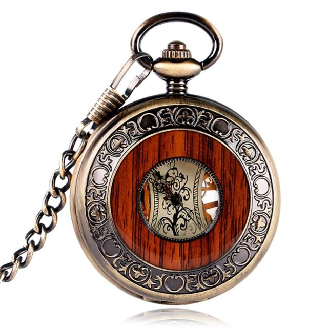 Vintage Wood Pocket Watch - P2012C / China