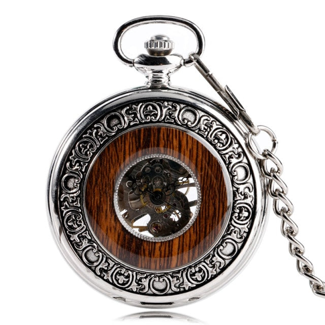 Vintage Wood Pocket Watch - P2096C / China