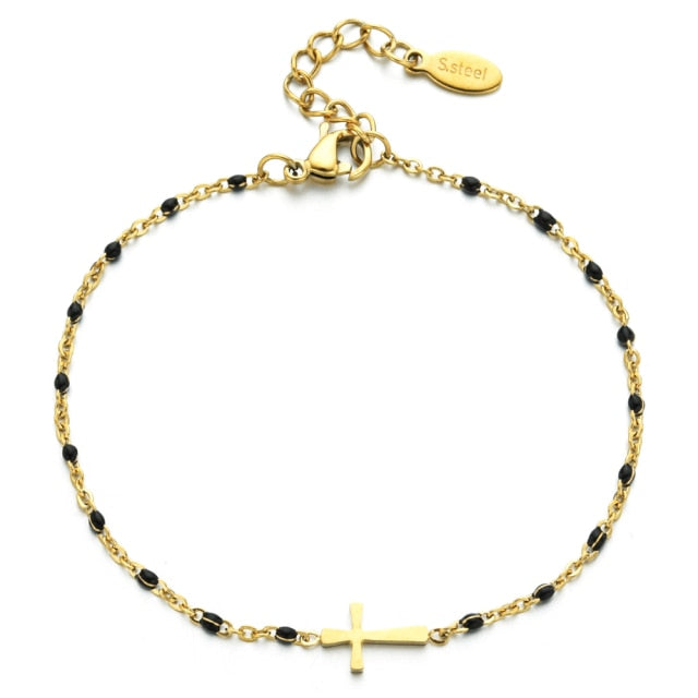 Boho Thin Style Christian Bracelet - black