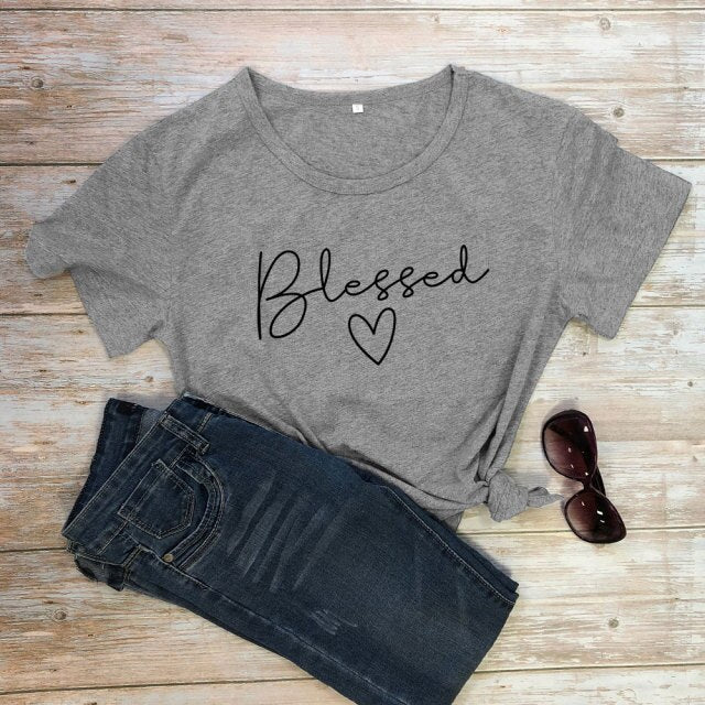 Blessed Heart Women’s T-shirt - dark gray-black text / S / China - dark gray-black text / M / China - dark gray-black text / L / China - dark gray-black text / XL / China