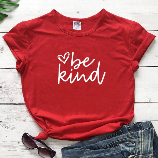 Be Kind Heart Scripture Women’s T-shirt - red-white text / XXXL / China - red-white text / XXL / China - red-white text / XL / China - red-white text / L / China - red-white text / M / China - red-white text / S / China