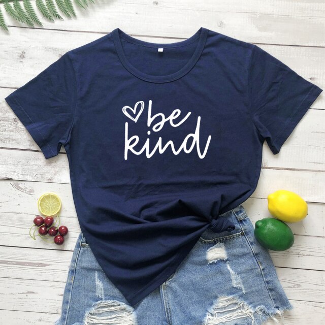 Be Kind Heart Scripture Women’s T-shirt - navy blue-white text / XXXL / China - navy blue-white text / XXL / China - navy blue-white text / XL / China - navy blue-white text / L / China - navy blue-white text / M / China - navy blue-white text / S / China