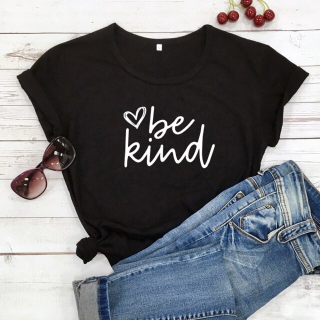 Be Kind Heart Scripture Women’s T-shirt - black-white text / XXXL / China - black-white text / XXL / China - black-white text / XL / China - black-white text / L / China - black-white text / M / China - black-white text / S / China