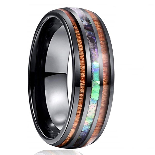 8mm Fashion Luxury Carbide Ring / Wood Inlay - 13 / C - 12 / C - 11 / C - 6 / C - 10 / C - 9 / C - 8 / C - 7 / C