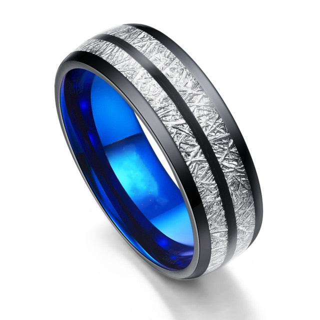 8mm Fashion Luxury Carbide Ring / Wood Inlay