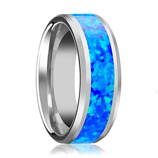 8mm Fashion Luxury Carbide Ring / Wood Inlay