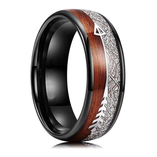 8mm Fashion Luxury Carbide Ring / Wood Inlay