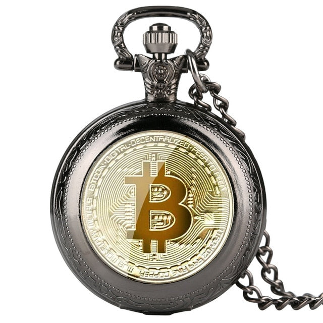 Bitcoin Design Pocket Watch - black