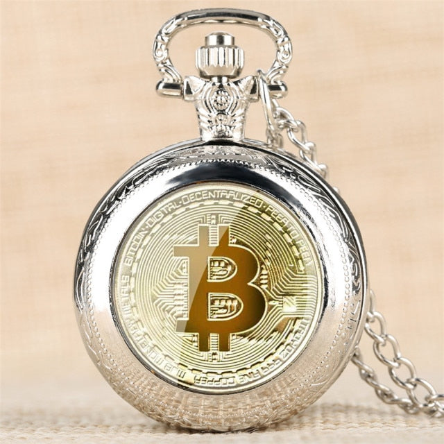 Bitcoin Design Pocket Watch - silver