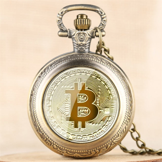 Bitcoin Design Pocket Watch - bronze