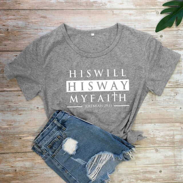 His Will His Way My Faith Jeremiah 29:11 T-Shirt - dark gray-white text / XXXL / China - dark gray-white text / XL / China - dark gray-white text / XXL / China - dark gray-white text / M / China - dark gray-white text / L / China - dark gray-white text / S / China