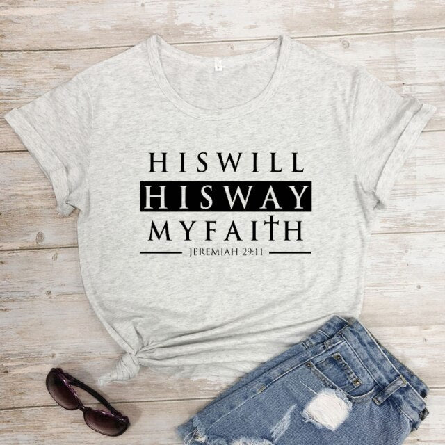 His Will His Way My Faith Jeremiah 29:11 T-Shirt - marble-black text / M / China - marble-black text / L / China - marble-black text / S / China - marble-black text / XXXL / China - marble-black text / XL / China - marble-black text / XXL / China