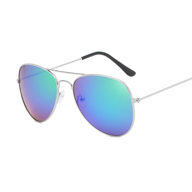 Fashion Luxury Women’s Aviation Sunglasses - Silver Green