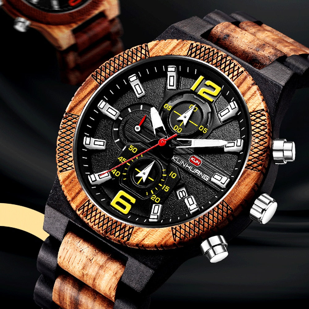 Wood Luxury Luminous Multi-function Quartz Watch