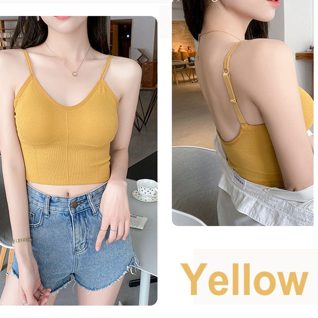 Tank Crop Top - Long Style Yellow / 35-50KG cup ABCD / China - Long Style Yellow / 35-50KG cup ABCD / Russian Federation