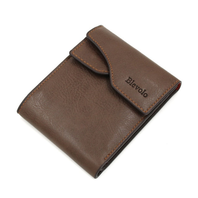 BLEVOLO Men’s Wallet Short Skin / 4 Colors - B Style Brown