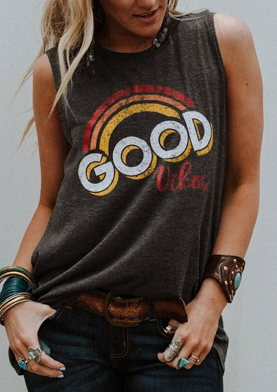 Good Vibes O-Neck Tank Top