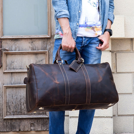 Men Genuine Leather Travel Bag