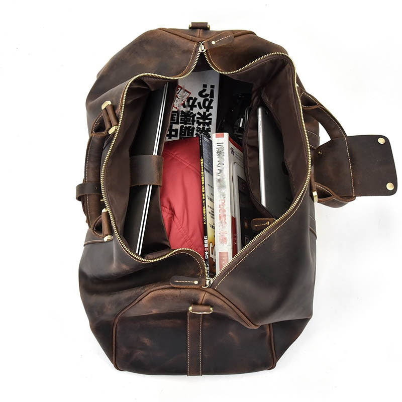 Men Genuine Leather Travel Bag