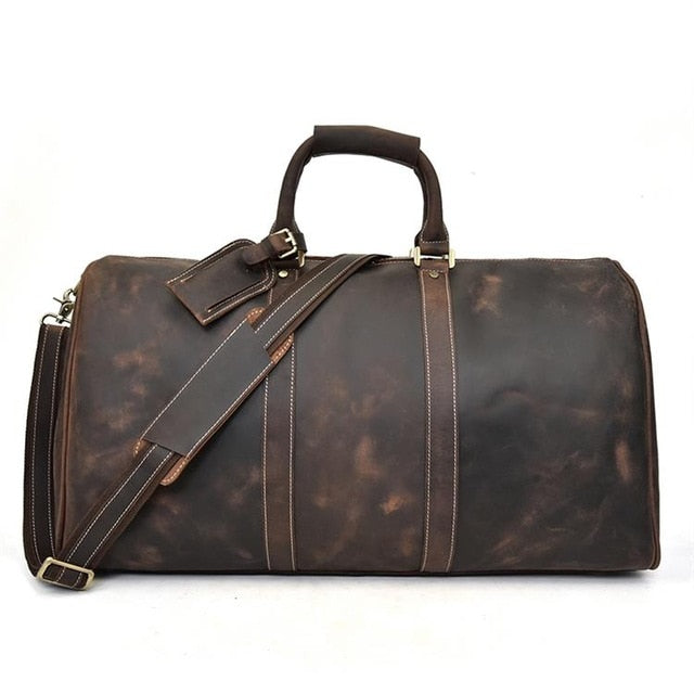 Men Genuine Leather Travel Bag - Brown 2 (60cm) / China - Brown 2 (60cm) / Russian Federation