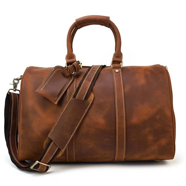 Men Genuine Leather Travel Bag - Brown 5 (45cm) / Russian Federation - Brown 5 (45cm) / China