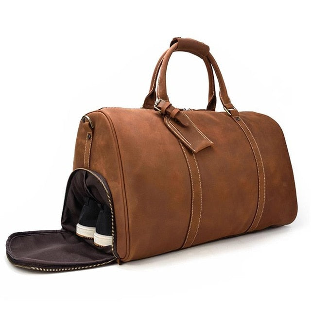 Men Genuine Leather Travel Bag - Brown 9 (53cm) / China - Brown 9 (53cm) / Russian Federation